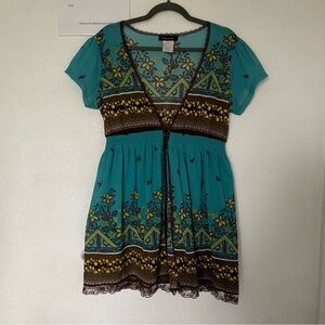Fleurish babydoll y2k boho deep v neck top Lacey